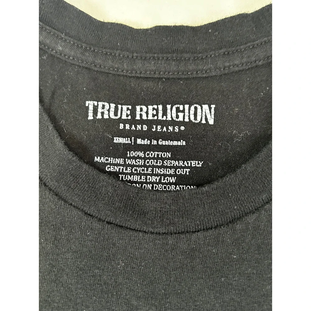 True Religion Mens Black Gold Buddha Horseshoe Graphic T-Shirt extra small